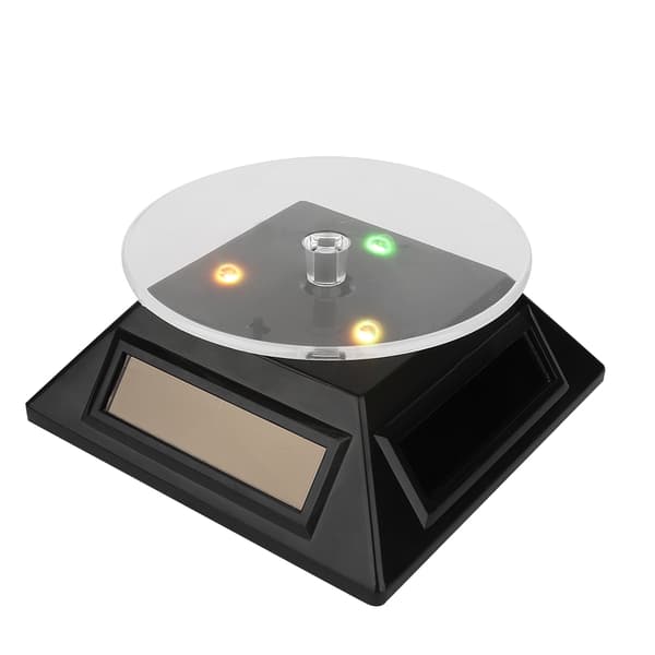 Roterende Solar LED Smykke Ur Telefon Display Stand til Makeup