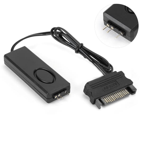 RF fjernbetjening blæser lys controller PC tilbehør 5V Symphony ARGB sort SATA-Pin (sort)