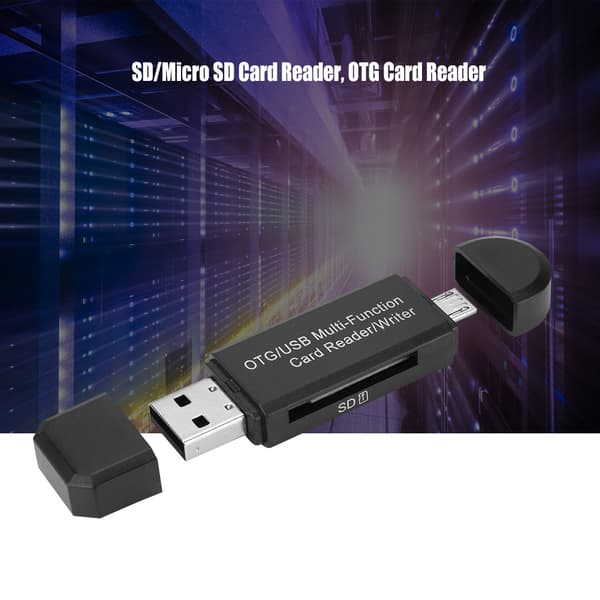 OTG USB Multifunktionskortlæser/-skriver til Micro SD SD TF PC og smarte mobiltelefoner (sort)