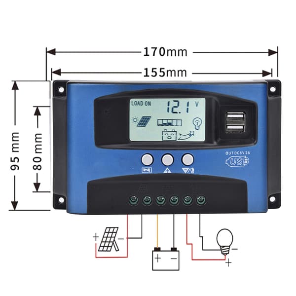 YCX-003 30-100A MPPT Solpanel Regulator Ladecontroller 12V/24V Autofokus Tracking 40A