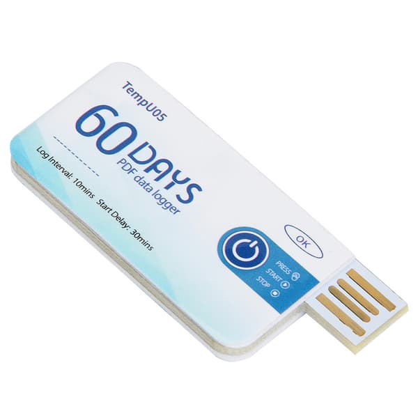 TempU05 Engångs Temperaturdatalogger Engångs USB Temperaturinspelare PDF-rapport