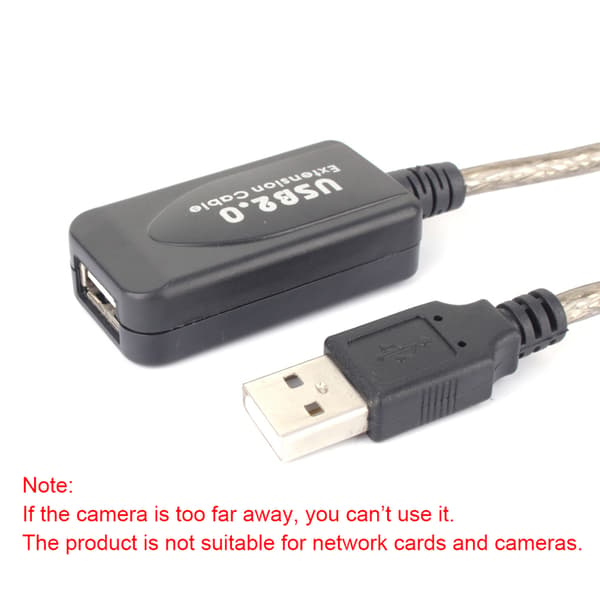20M USB 2.0 Typ A Hane till Hona Förlängningskabel Svart