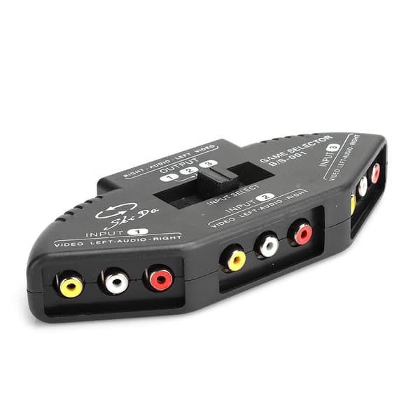 3 ind 1 ud Audio Video RCA Splitter Sort Switch Selector med AV-kabel til DVD VCD VCR Sort