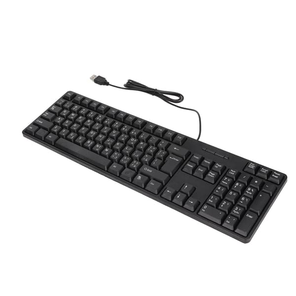 Arabisk tastatur 104 taster USB-interface kablet design sort ABS-materiale kontortastatur til stationære computere