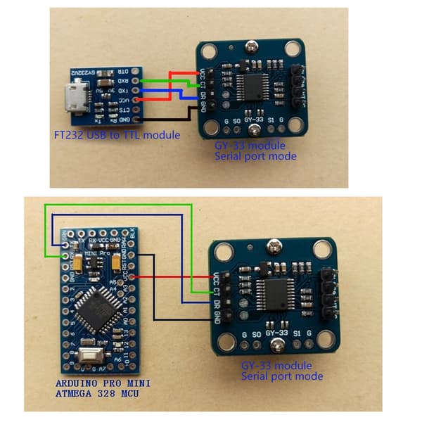 TCS34725 Farvesensormodul, justerbar LED, I2C-interface til Arduino DIY