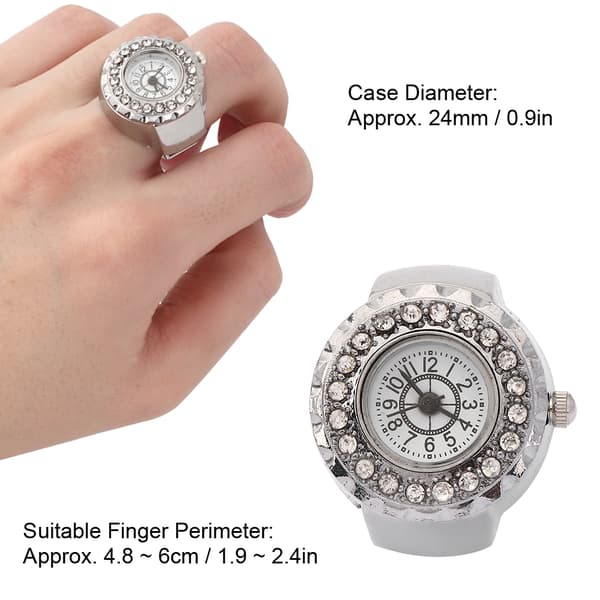 Silver Rhinestone Ringklocka för kvinnor - Kvarts Dekorativ Smyckesklocka
