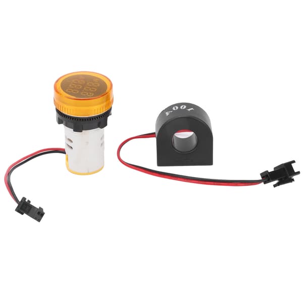 AC50-500V 0-100A Volt Amp Meter Lampe, Gul LED Dobbelt Display, 22mm Panel