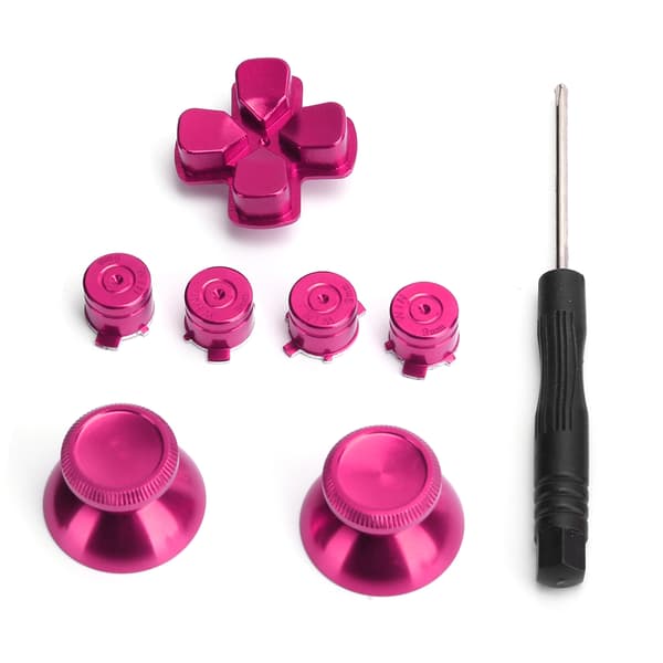 Metallknapp Tumstick Simulerar Grepp för PS4 Gamepad Controller Joystick Ersättning Rosröd
