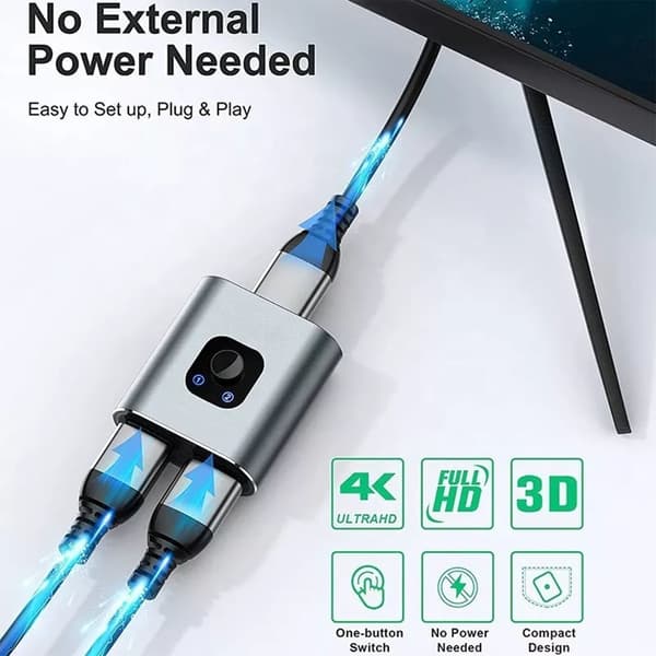 HD Multimedia Interface Switch 2 ind 1 ud 4K 60Hz understøtter 3D HD Tovejs HD Multimedia Interface Splitter
