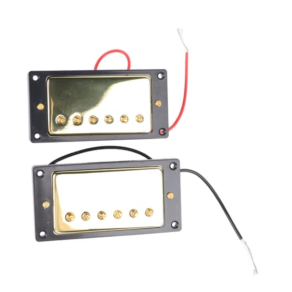 Elgitarr Pickup Metall Dubbelspole för LP Svart Ram Pickup Gitarrdelar Ersättning Guld