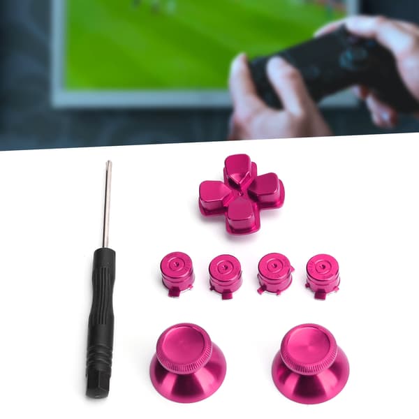 Metal knap-tommelfingergreb simulerer greb til PS4 Gamepad Controller Joystick udskiftning Rosarød