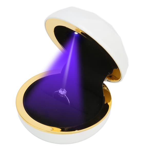 LED-ringask Elegant smyckesdisplay presentfodral för bröllopsförslag förlovning vit