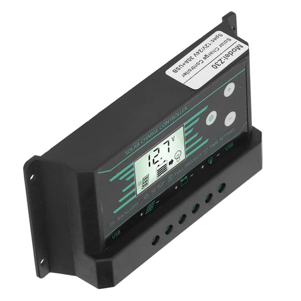30A PWM Solar Charge Controller Dobbelt USB LCD-skærm 12V/24V Batteriregulator til Off-Grid Belysning