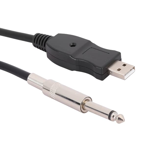 Bärbar Gitarr USB-ljudkabel Dator Kabel Länk Anslutning Instrumentadapter Svart 300cm