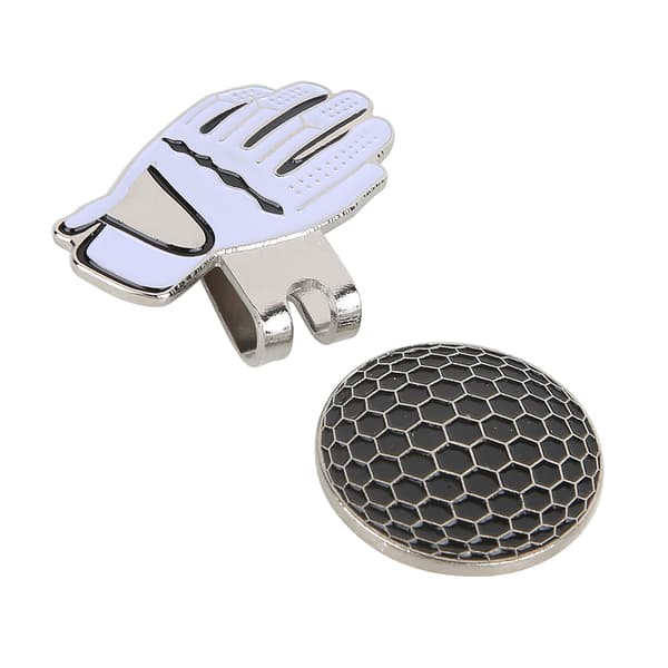 Mini handskeformet golfhatteclips i rustfrit stål med magnetisk boldmarkør sort hvid