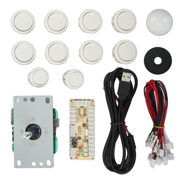DIY USB Controller Computer Rocker Oval Ball Joysticks med kontrolchip til arkadespil Hvid