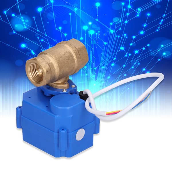 Motoriserad kulventil i mässing DN15, mini elektriskt ställdon, hydraulisk rörkoppling, DC9-24V, positionsindikator