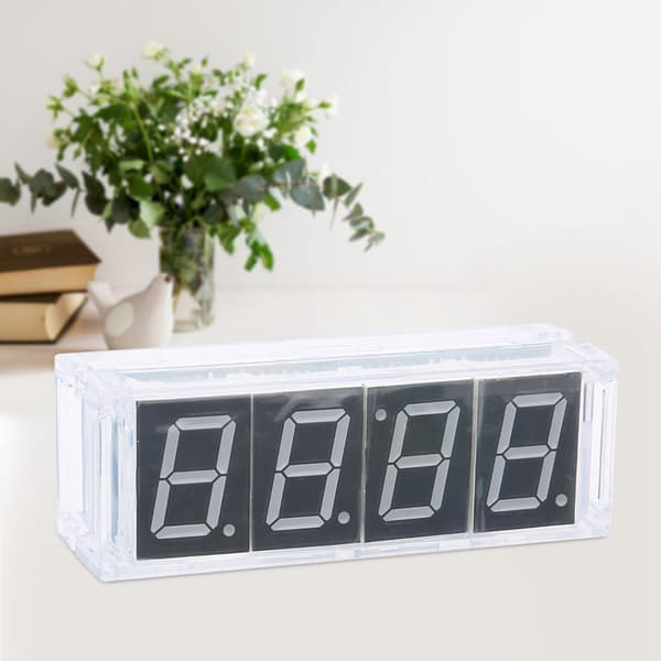 4-siffrig DIY Digital LED-klocka Kit Auto Display Tid/Temperatur Elektronisk DIY Kit Klocka - Blå