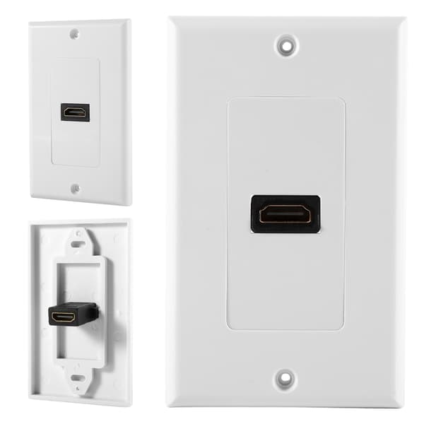 1-ports guldpläterad HDMI med Ethernet väggplatta frontskydd för hemmabio DVD vit
