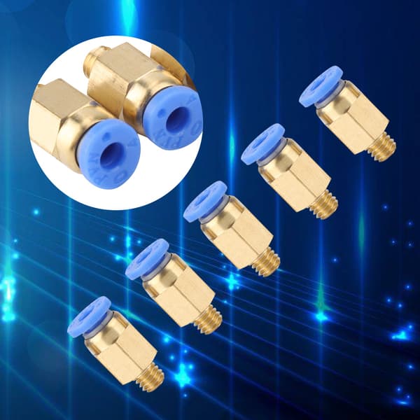 5 STK 3D-printertilbehør PC4-M6 lige gennemgående pneumatisk samling ydre diameter 4MM