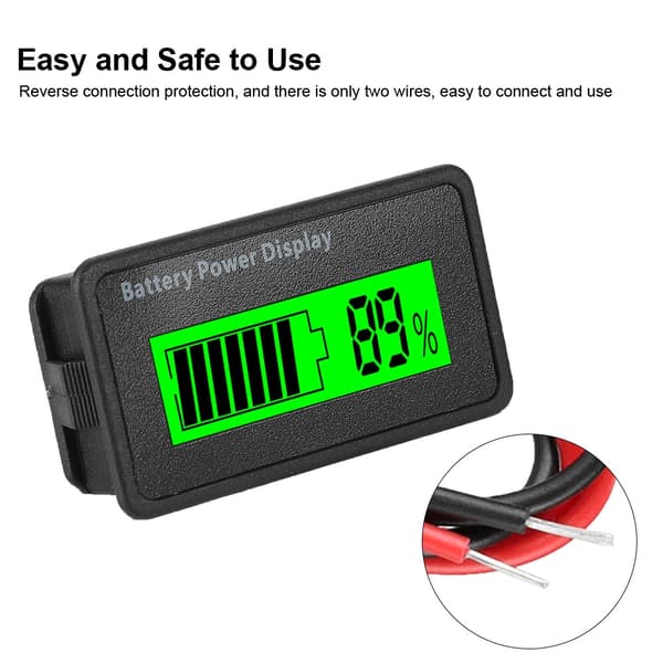 Grøn Baggrundsbelyst GY-6H Batteristrømdisplay 12-48V Universal Batterikapacitetsindikator Voltmeter