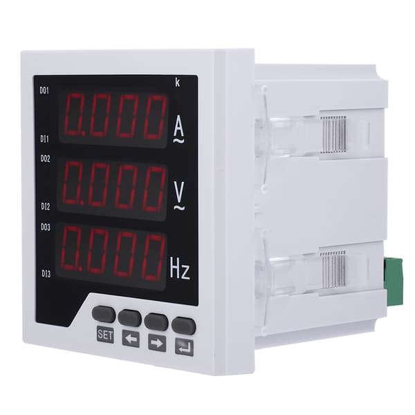 AC 220V 96x96mm Enfas Voltmeter Amperemeter Frekvenstestare Multifunktionspanelmätare