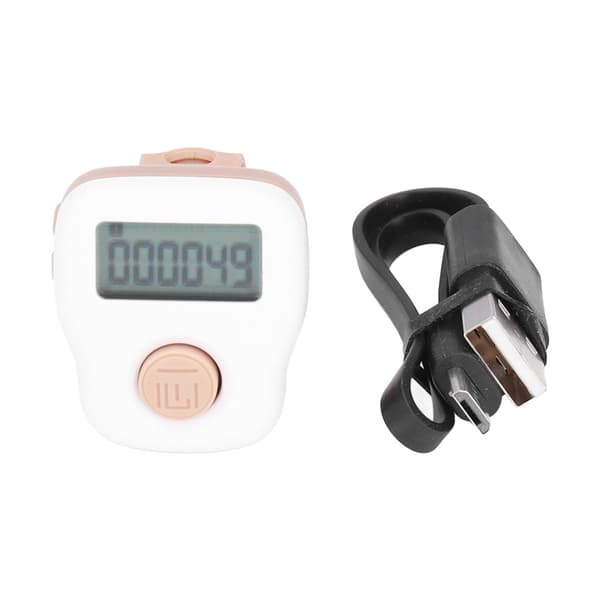 Digital Finger Counter Ring Vit USB Uppladdningsbar Silikon Tally Clicker