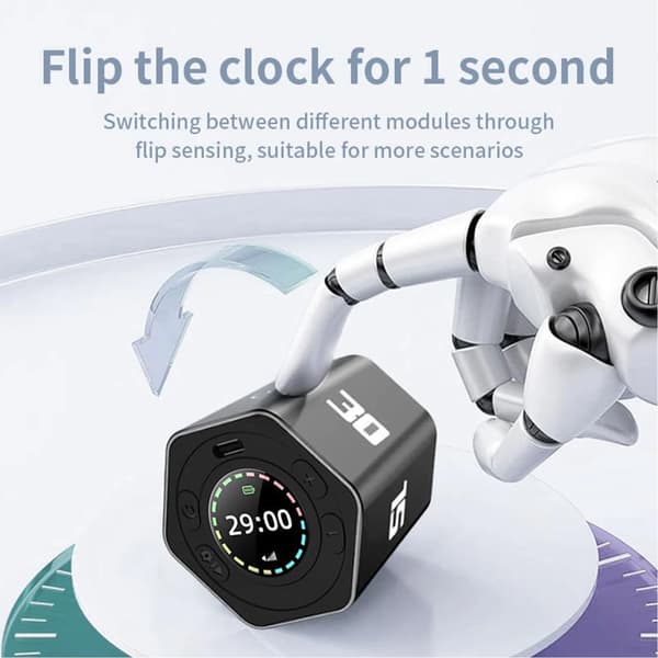 Genopladelig Magnetisk Pomodoro Terning Timer, USB-C Opladende Fokus Timer til Studie & Arbejde