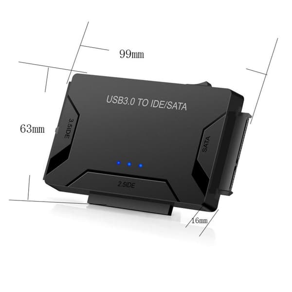 USB 3.0 - SATA IDE -kiintolevysovitin 2,5\"/3,5\" HDD SSD -asemille ja sisäisille levyille