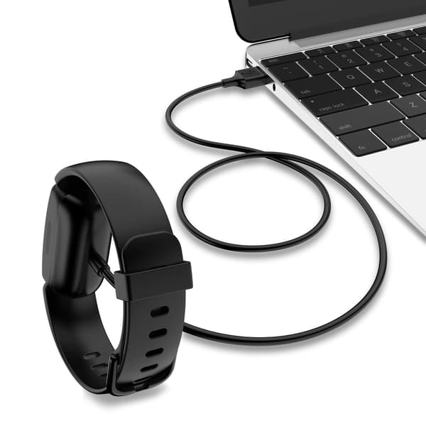 Magnetisk opladerkabel til Fitbit Inspire 3, USB-dockingstation, 1 meter, sort, 1-pak