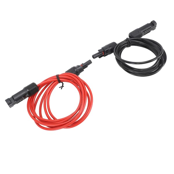 2m 6.6ft 12AWG solpanel forlængerkabel med hun- og hanstik rød sort 2.5mm²