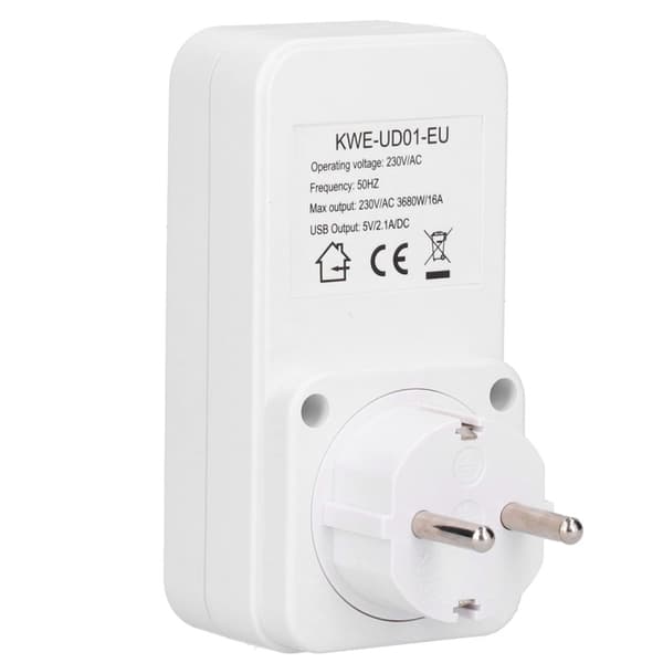 Smart Digital Nedtællingstimer Stikkontakt, 180-260V USB-kompatibel, til opladning af telefon og computer