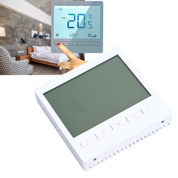 Digital Termostat PC ABS Kabinet Knapstyring NTC Sensor LCD Display Hotel Termostat til Aircondition
