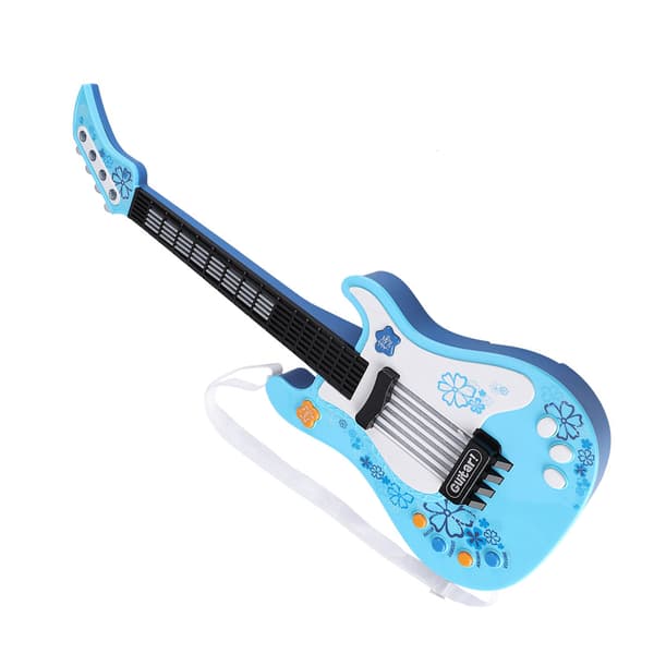 Multifunktionel Børnebasguitar Legetøj Børn Lys Musikinstrument Legetøj Blå