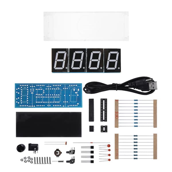 4-siffrig DIY Digital LED-klocka Kit Auto Display Tid/Temperatur Elektronisk DIY Kit Klocka - Blå