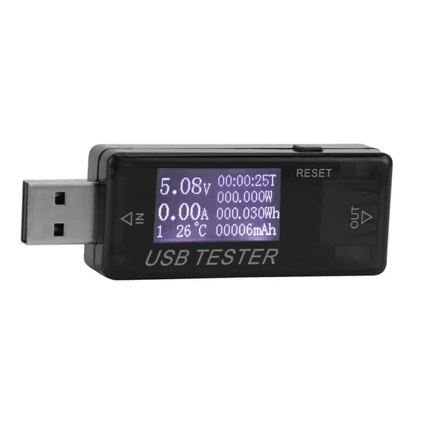 USB Digitalt Multimeter Voltmeter Ammeter 8-i-1 Tester, 0-5A 0-150W 4-30V, Sort