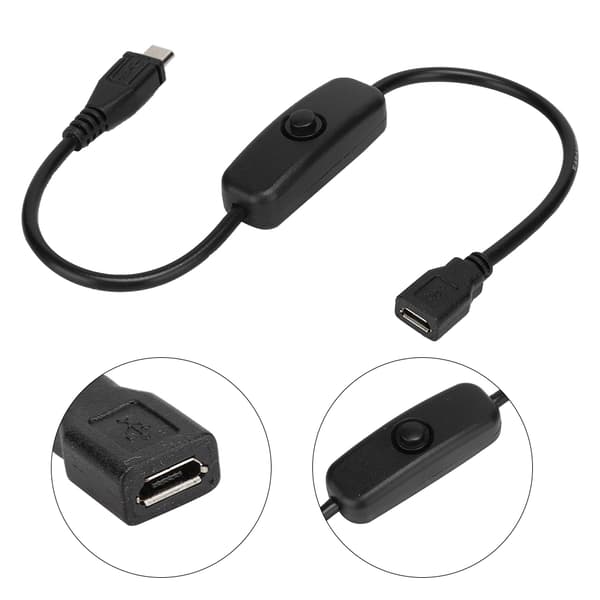 Micro USB naaras-uros-jatkokaapeli 501-painikekytkimellä Raspberry Pi:lle
