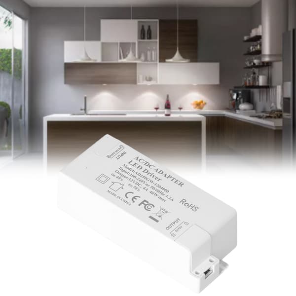 LED-strømforsyning DC12V 4A 48W LED-driver, AC100-240V til DC12V-transformer til indendørs stripelys