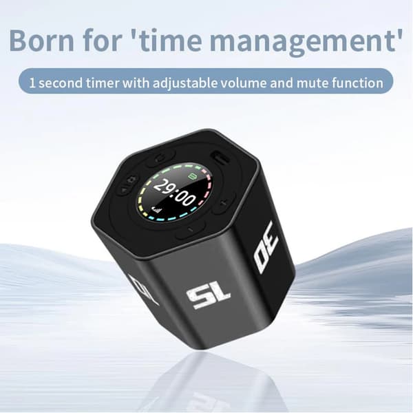 Genopladelig Magnetisk Pomodoro Terning Timer, USB-C Opladende Fokus Timer til Studie & Arbejde