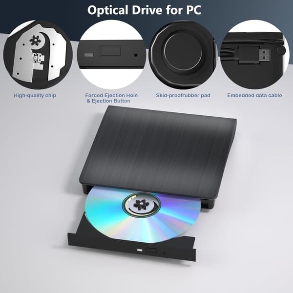 Eksternt USB optisk drev til pc, universel DVD-brænder til bærbare computere, diskforfatter, bærbar CD/DVD-afspiller