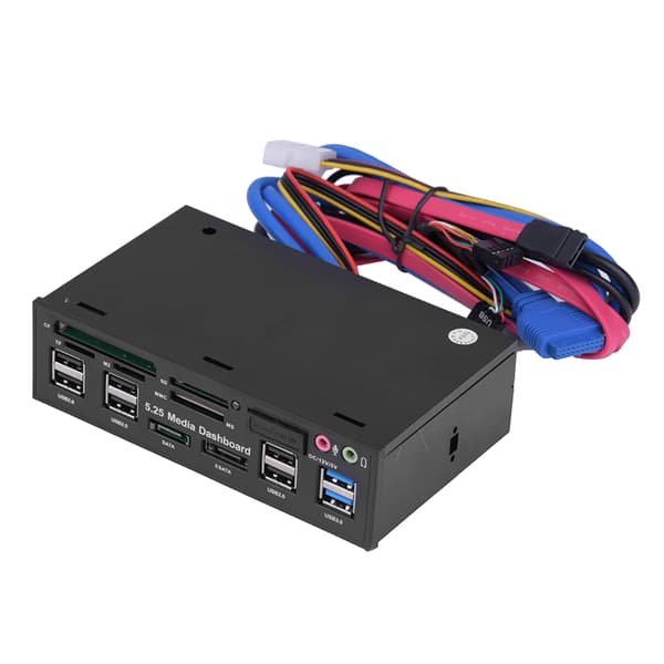 5,25 tommer medie-dashboard frontpanel USB3.0/2.0 HUB eSATA SATA lyd multi-kortlæser