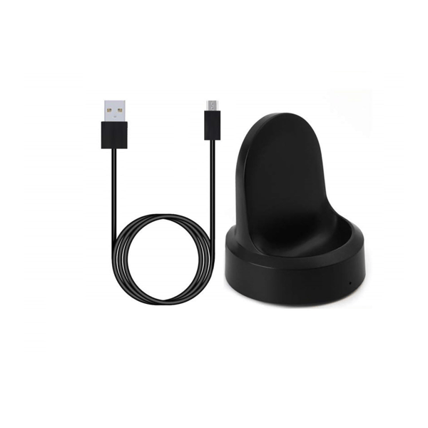 Magnetisk opladningsdock til Samsung Galaxy Gear S2/S3, USB-opladerkabelstation, sort