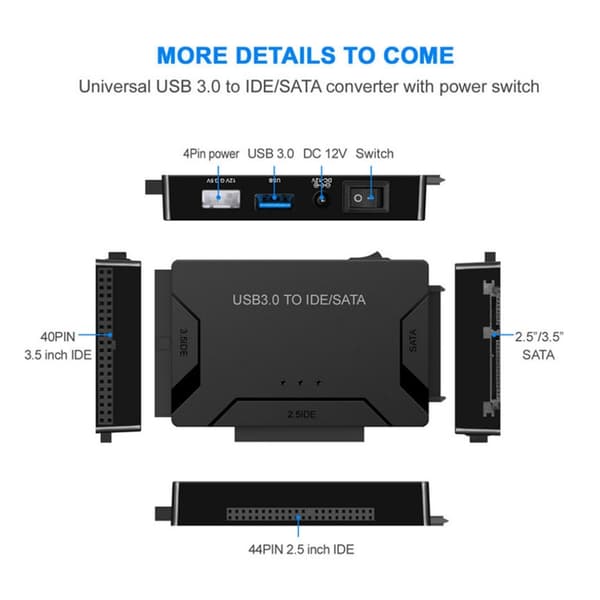 USB 3.0 til SATA IDE Harddiskadapter til 2.5\"/3.5\" HDD SSD & Intern Diskkonverter