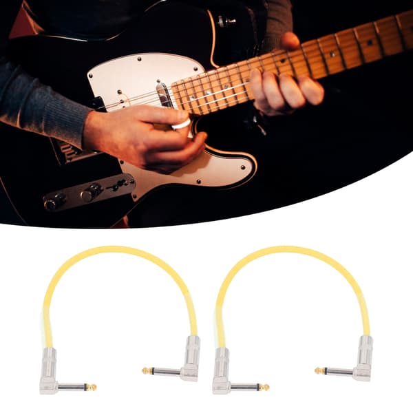 2ST 12 tums gitarrjumper 1/4 tums plugg gitarr effektpedalkabel ren koppar musikinstrumentkablar gul