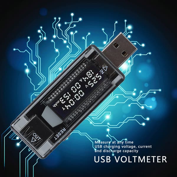 USB-tester Voltmeter Amperemeter, Strømkapacitetsmåler til telefonopladere, Bærbart batteridiagnoseværktøj