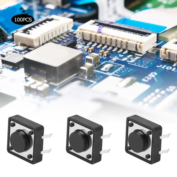 100 st taktil tryckknappsbrytare, 12x12x5mm mikro momentan mini PCB-knapp