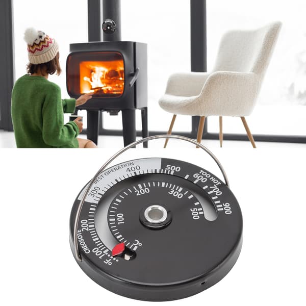 Kamintermometer Aluminiumlegering Urtavla Mässingsvisare Robust Noggrann Mätning Magnetisk Eldstadstermometer