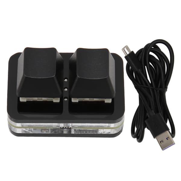 USB 2-tast Mini-tastatur Brugerdefineret RGB LED-baggrundsbelysning Makroprogrammeringstastatur til Windows til OS X til Linux Sort