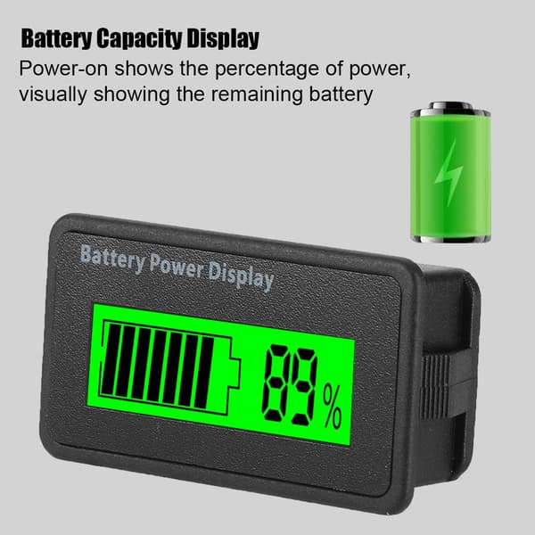 Grøn Baggrundsbelyst GY-6H Batteristrømdisplay 12-48V Universal Batterikapacitetsindikator Voltmeter