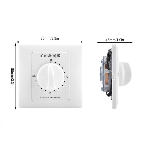220V Vandpumpe Timer Mekanisk Nedtælling Indendørs Intelligent Tidsafbryder Kontrol (30 minutter)